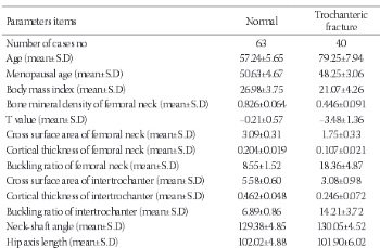 Influence of bone mineral density and hip geometry on the different types of hip fracture
